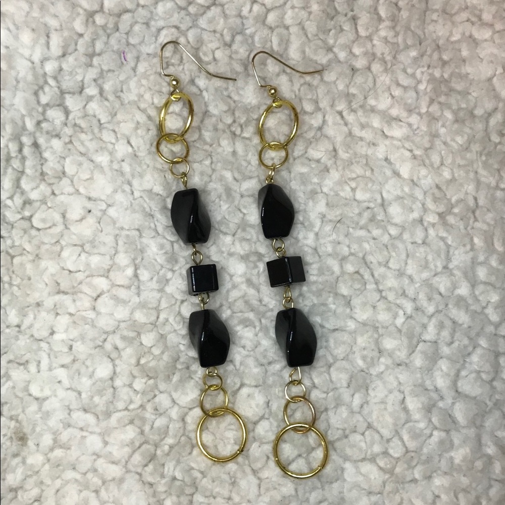 Black and Gold Dangly Earrings